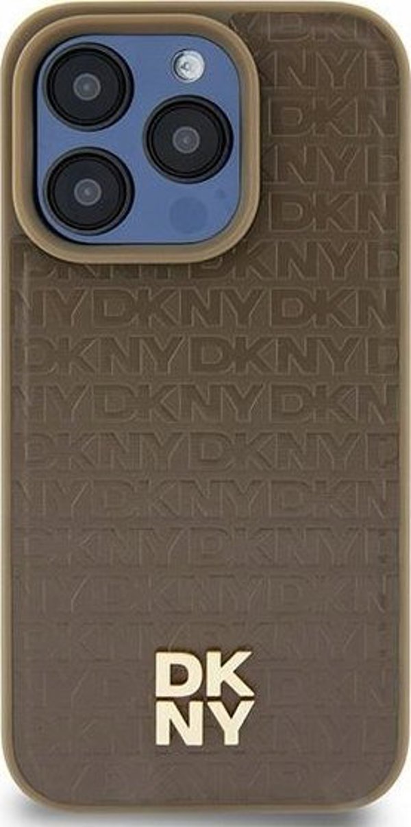 DKNY DKNY DKHMP15SPSHRPSW iPhone 15 / 14 / 13 6.1" καφέ σκληρή θήκη Δερμάτινο Σχέδιο Μεταλλικό Λογότυπο MagSafe