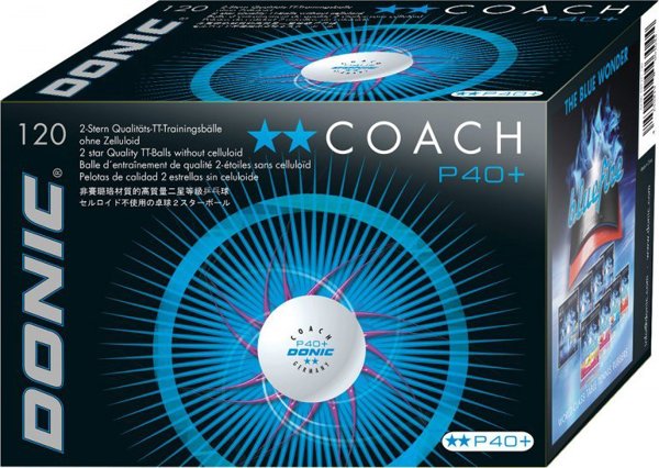 Μπάλα πινγκ πονγκ Donic DONIC P40+ Coach 2 αστέρων 120 τεμάχια Λευκή