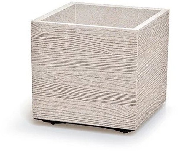 Prosperplast Γλάστρα Madera Square Eco Wood - Τετράγωνη Γλάστρα από Ανακυκλώσιμο Ξύλο, Λευκό Χρώμα