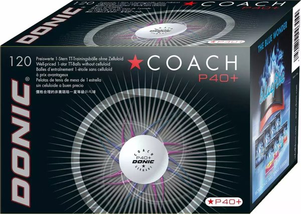 Μπάλα πινγκ πονγκ Donic DONIC P40+ Coach 1 αστέρι 120 τεμάχια Λευκό