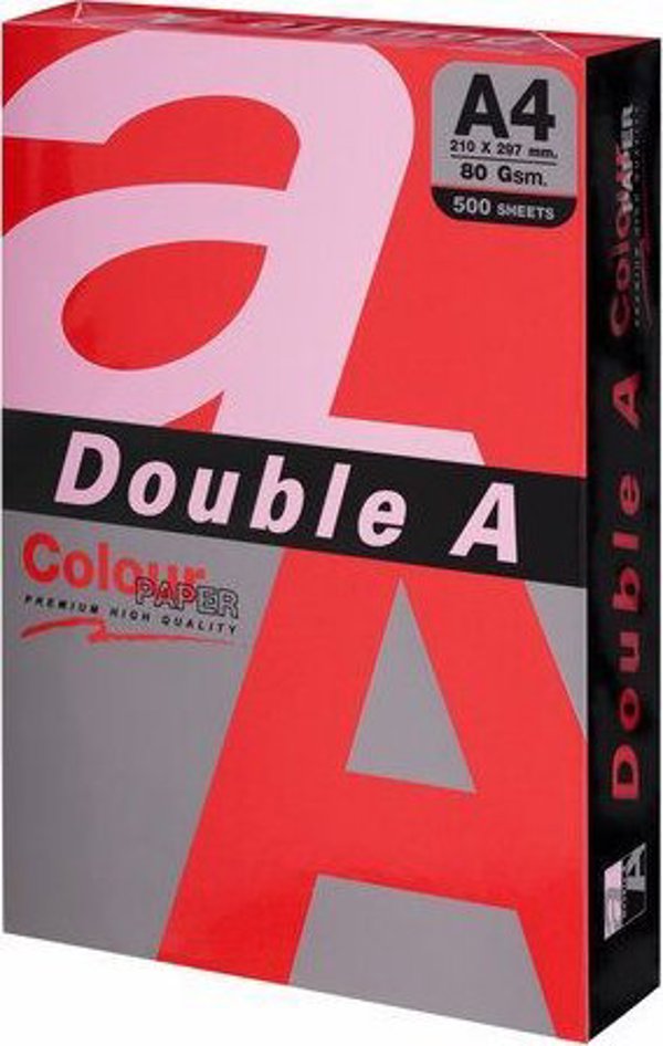 Χαρτί Double A Χρώματος Double A, 80g, A4, 500 φύλλα, Κόκκινο