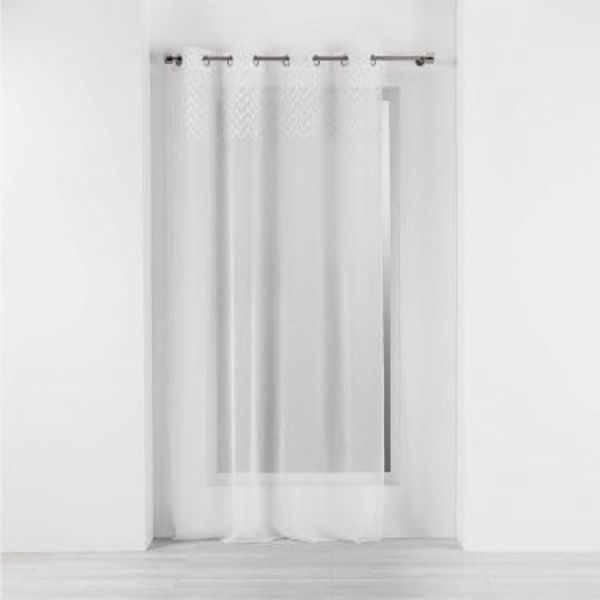 Κουρτίνα Douceur d'Interieur Roxia Λευκή, 140x240cm, από Πολυεστέρα με Μεταλλικούς Δακτυλίους