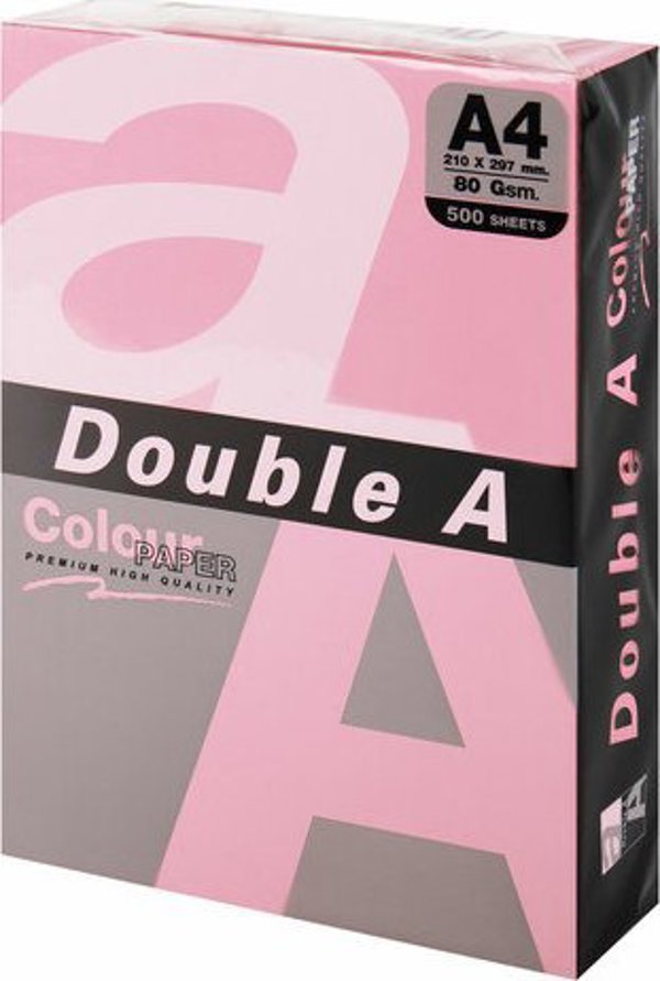 Χαρτί Double A Χρώμα Double A, 80g, A4, 500 φύλλα, Ροζ