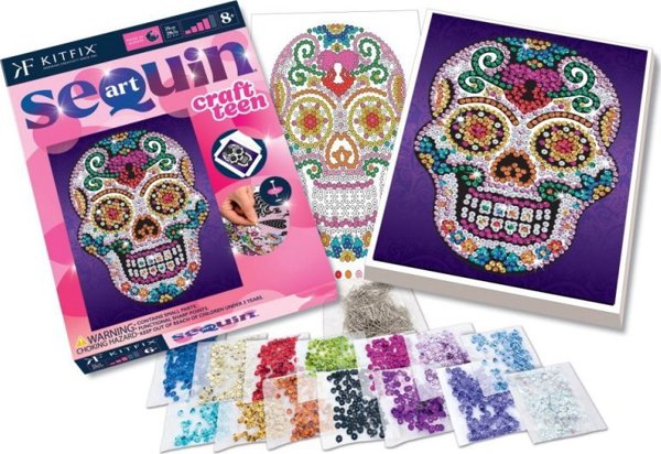 Dover Publications Inc. KITFIX DIY set Sequin Art Craft Teen Sugar Skull