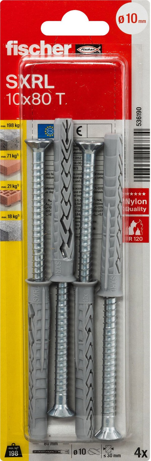 Ούπα με βίδα SXRL 10 x 80 T 4 τεμ.