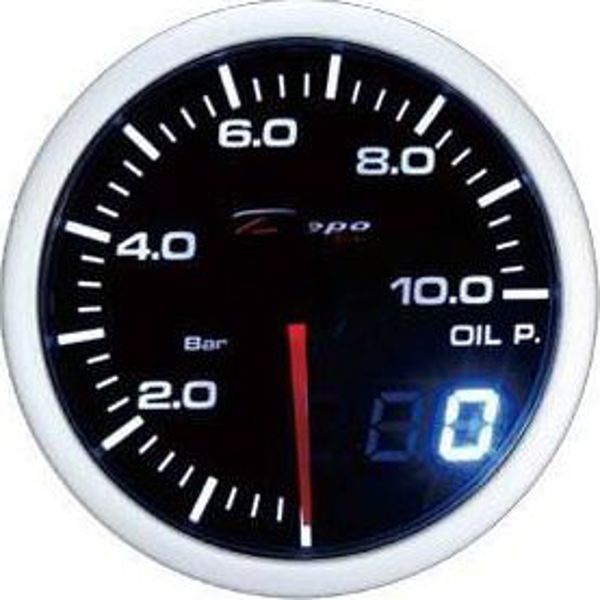 DRacing Zegar DEPO Dual 60mm Όργανο Πίεσης Λαδιού με Stepper Motor, Λευκό/Κεχριμπαρί Φωτισμό