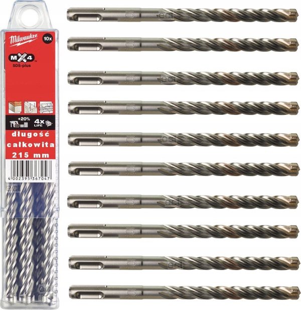 Τρυπάνι SDS Plus MX4 8x215/150mm, (4 σκληρές πλάκες), Milwaukee (10 τεμ.)