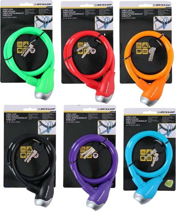 Dunlop Dunlop - Σπειροειδές κλείδωμα ποδηλάτου με κλειδί 65 cm (Κόκκινο)