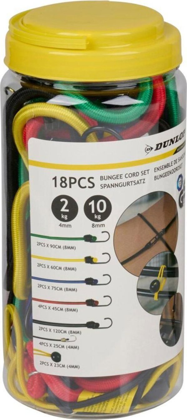 Dunlop Ταινίες Καουτσούκ για Στερέωση Αποσκευών Άγκιστρα 18 Τεμάχια Dunlop