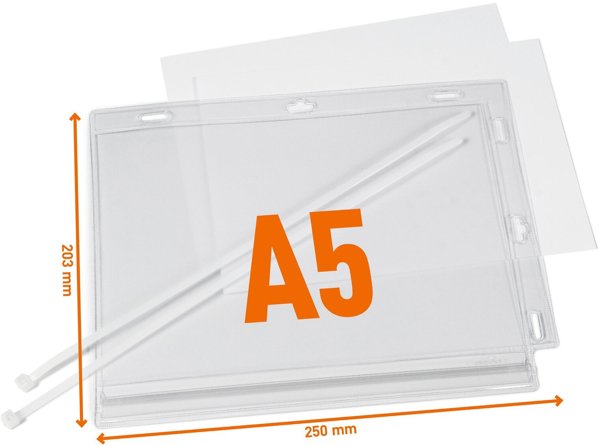 Durable Moisture-proof pocket, A5, with clip fastener