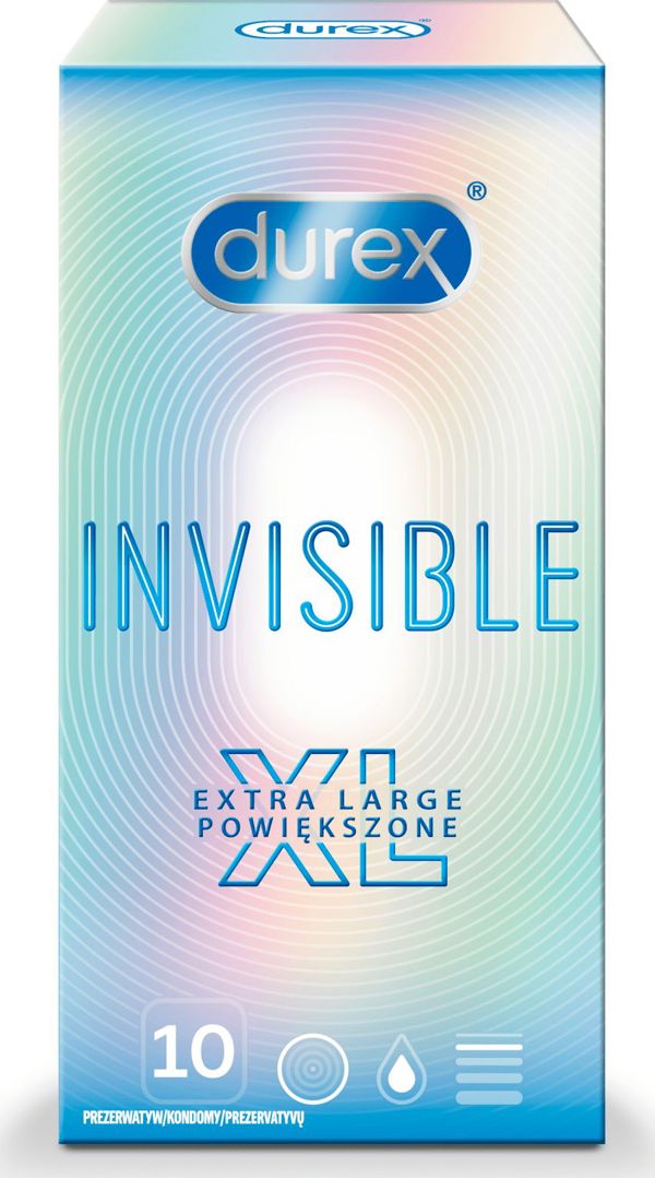 Durex Invisible Extra Large προφυλακτικά μεγέθους 10 τεμ