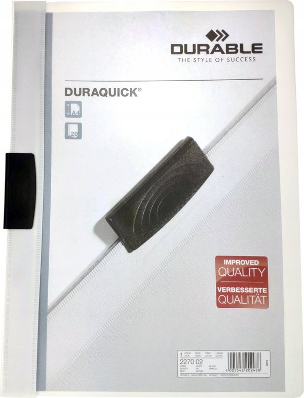 Ανθεκτικό DURABLE Klemm-Mappe Duraquick 1-20 Blatt Weiß
