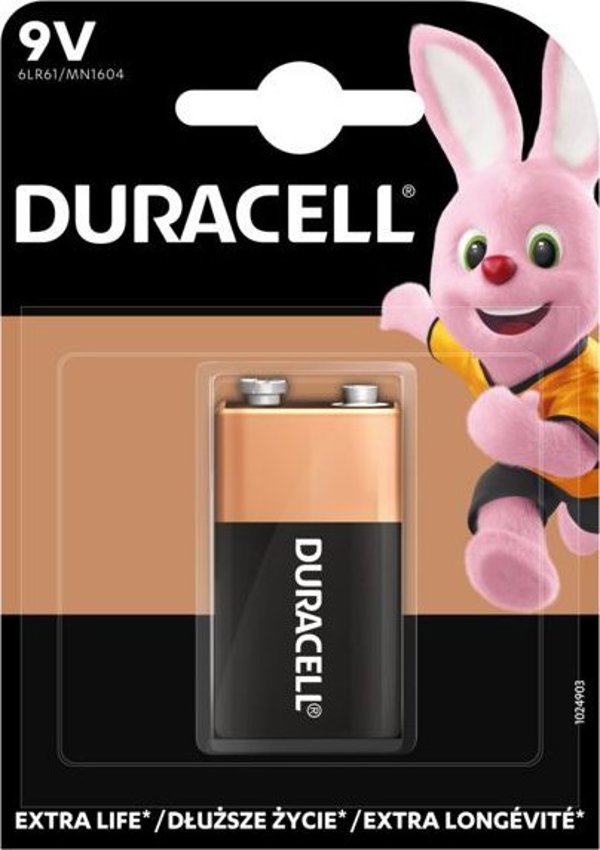 Duracell Μπαταρία Alkaline Basic 9V 6LR61 (1 Τεμάχιο)