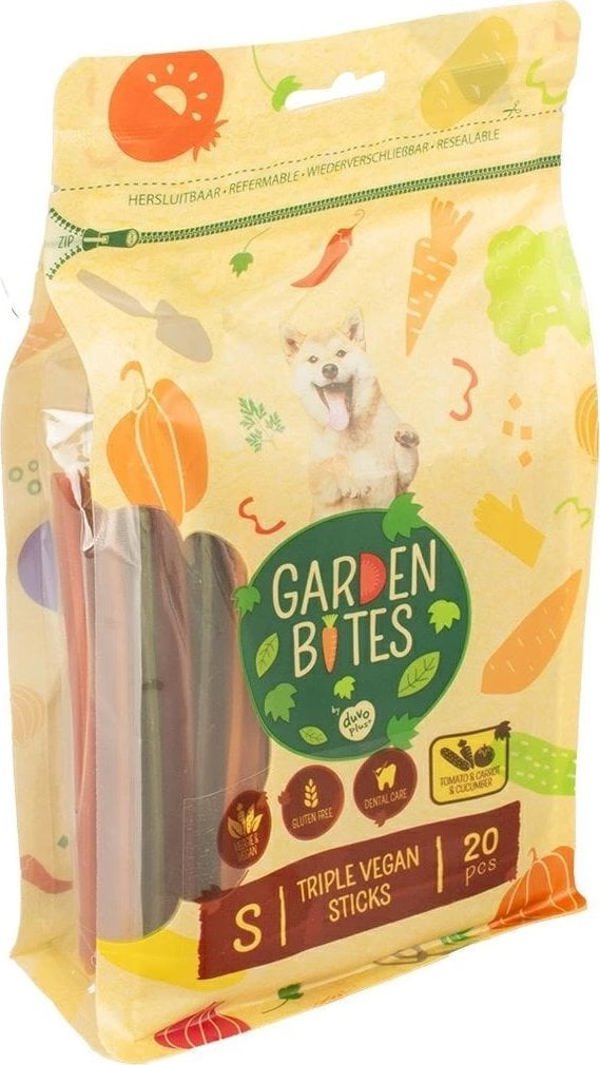 Duvo+ Garden Bites Vegan Triple Sticks Small, Φυσικά Λιχουδιά για Σκύλους για την Υγιεινή των Δοντιών, 13cm, 150g