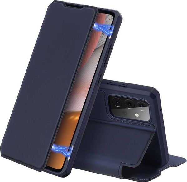 Dux Ducis Skin X Θήκη με Καπάκι για Samsung Galaxy A72 4G, Οικολογικό Δέρμα, με Θήκη για Κάρτες & Stand, Μπλε