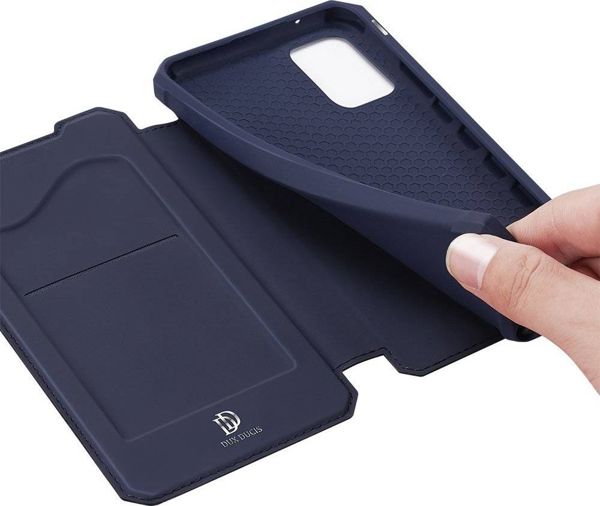 Dux Ducis Skin X Θήκη με Καπάκι για Samsung Galaxy A72 4G, Οικολογικό Δέρμα, με Θήκη για Κάρτες & Stand, Μπλε