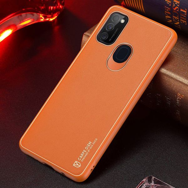 Dux Ducis Dux Ducis Yolo κομψή θήκη από οικολογικό δέρμα Samsung Galaxy M30s πορτοκαλί