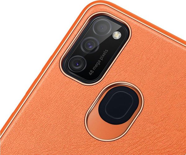 Dux Ducis Dux Ducis Yolo κομψή θήκη από οικολογικό δέρμα Samsung Galaxy M30s πορτοκαλί