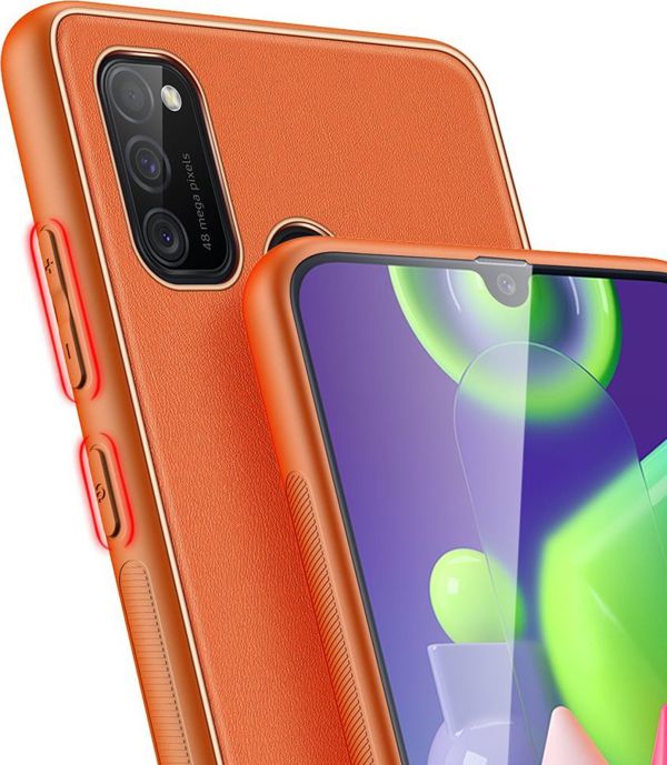 Dux Ducis Dux Ducis Yolo κομψή θήκη από οικολογικό δέρμα Samsung Galaxy M30s πορτοκαλί
