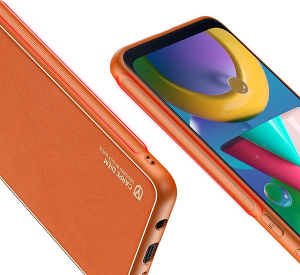 Dux Ducis Dux Ducis Yolo κομψή θήκη από οικολογικό δέρμα Samsung Galaxy M30s πορτοκαλί