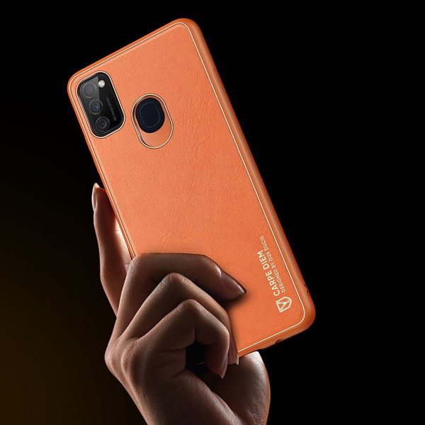 Dux Ducis Dux Ducis Yolo κομψή θήκη από οικολογικό δέρμα Samsung Galaxy M30s πορτοκαλί