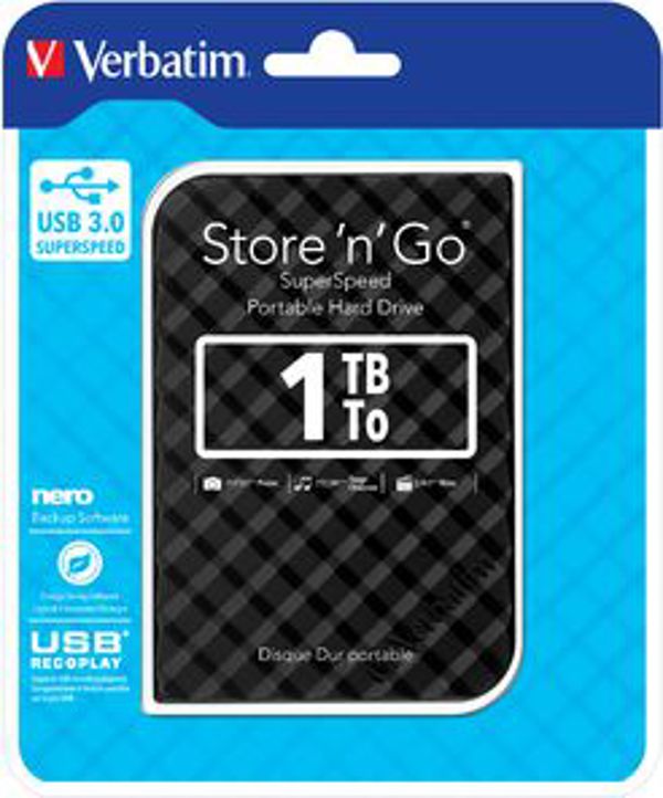 Εξωτερικός σκληρός δίσκος HDD Verbatim Store 'n' Go Portable 1TB Μαύρο (53194)