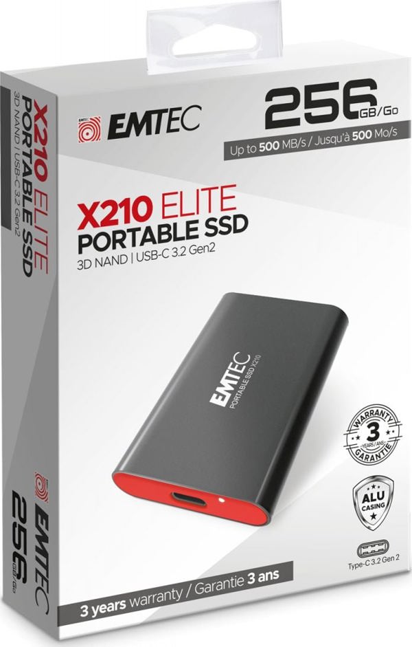 Εξωτερικός δίσκος SSD Emtec X210 Elite 256GB Μαύρο-κόκκινο (ECSSD256GX210)