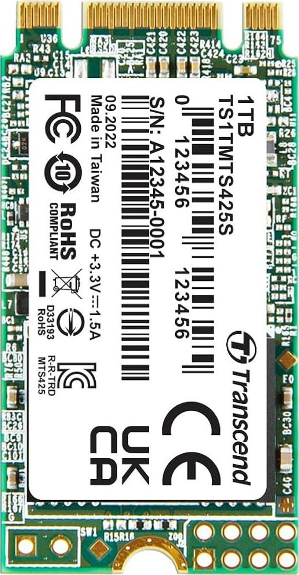 Transcend SSD 425S 1TB M.2 2242 SATA III, Ταχύτητα Εγγραφής 500 MB/s, TS1TMTS425S