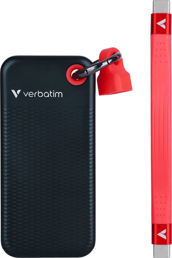 Εξωτερικός Δίσκος SSD Verbatim Pocket 1TB, USB-C, Ταχύτητα 1000 MB/s, Μαύρο-Κόκκινο