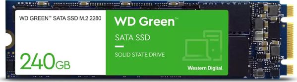 Δίσκος SSD WD SSD|WESTERN DIGITAL|Πράσινος|240GB|M.2|SATA 3.0|Ταχύτητα ανάγνωσης 545 MBytes/sec|1.5mm|MTBF 1000000 ώρες|WDS240G3G0B