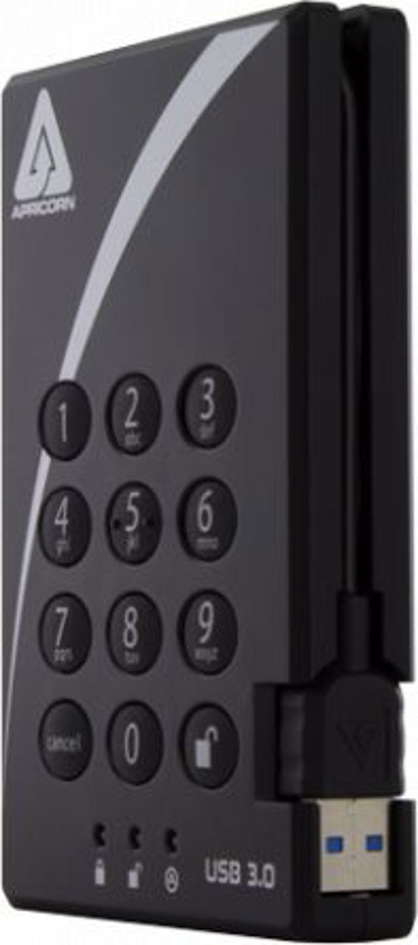 Εξωτερικός σκληρός δίσκος HDD Apricorn Aegis Padlock 1TB Μαύρο (A25-3PL256-1000)