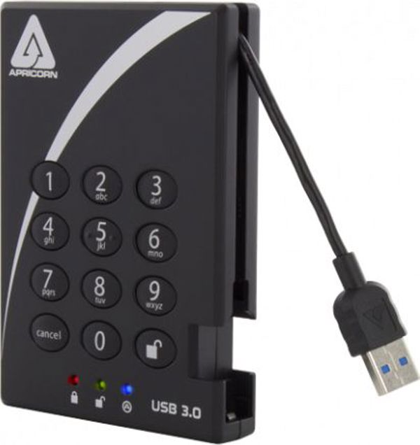 Εξωτερικός σκληρός δίσκος HDD Apricorn Aegis Padlock 1TB Μαύρο (A25-3PL256-1000)
