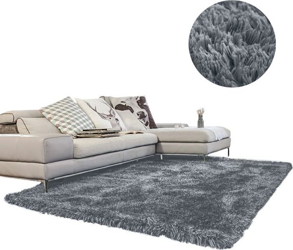 Χοντρό, πυκνό, απαλό πολυτελές χαλί Living Room Shaggy 200x290 - GreyNight universal