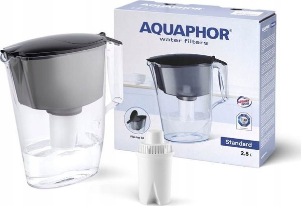 Κανάτα φίλτρου Aquaphor Standard 2,5 l μαύρη + 1 ανταλλακτικό B15