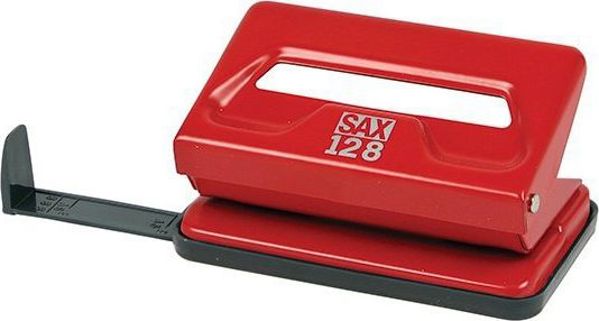 SAX 128S Διατρητικό Χαρτιού 2 Οπών, Μεταλλικό, Χωρητικότητα 12 Φύλλα, Κόκκινο