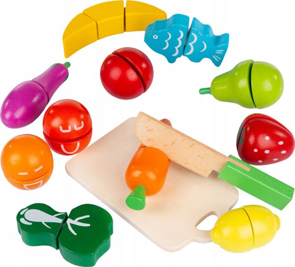 Ecotoys Drewniane owoce warzywa jedzenie do krojenia 13szt (1099)