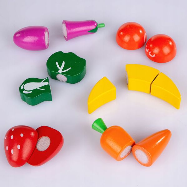 Ecotoys Drewniane owoce warzywa jedzenie do krojenia 13szt (1099)