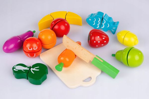 Ecotoys Drewniane owoce warzywa jedzenie do krojenia 13szt (1099)