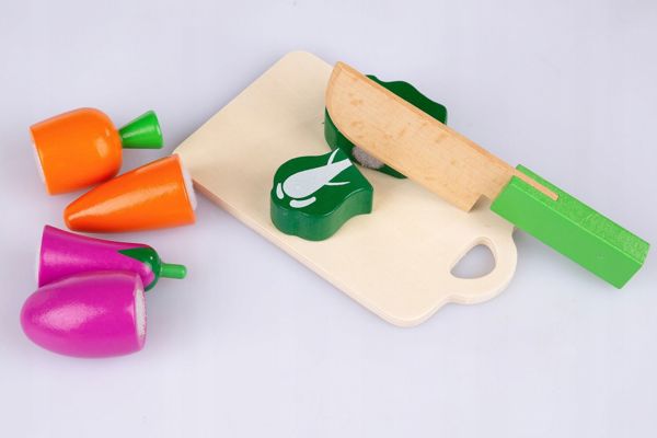Ecotoys Drewniane owoce warzywa jedzenie do krojenia 13szt (1099)