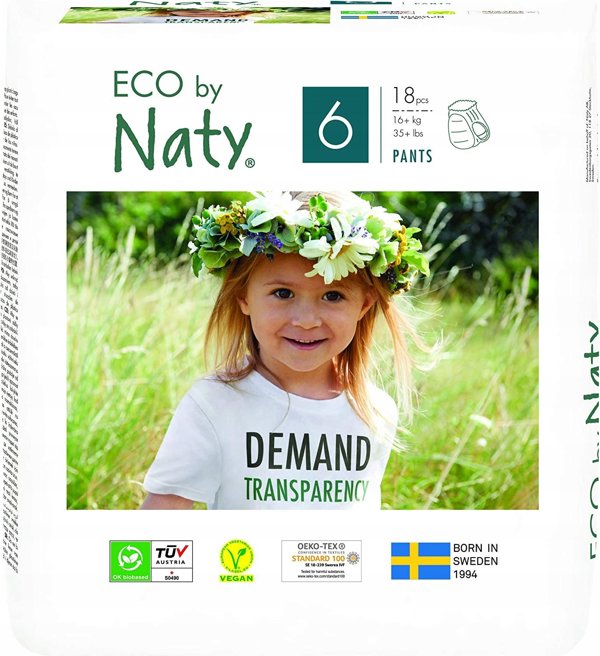 Πάνες-βρακάκια Eco by NATY 6 XL μέγεθος, 18 τεμάχια