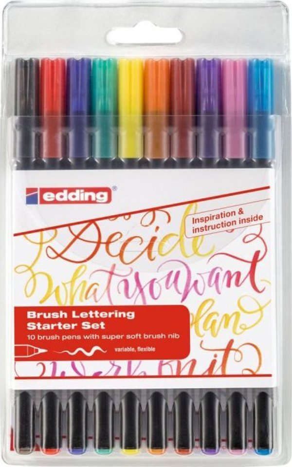 Edding 1340 Μαρκαδόροι με Άκρη Πινέλου, 1-3 mm, 10 Τεμάχια, Μίξη Χρωμάτων
