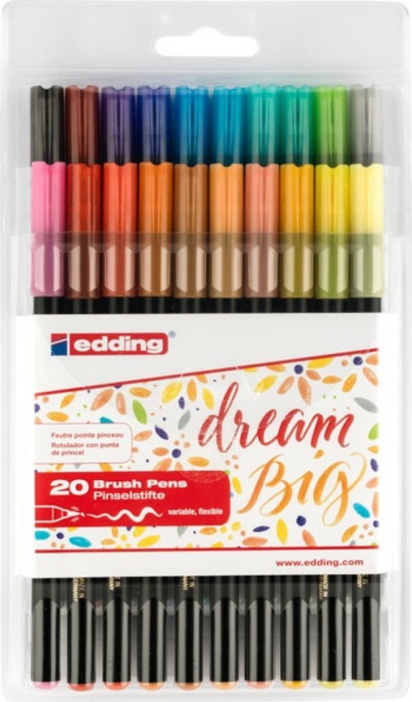 Edding 1340 Μαρκαδόροι με Άκρη Πινέλου, 1-3 mm, Μίξη Χρωμάτων, 20 Τεμάχια