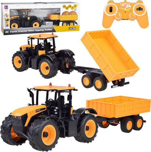 EE JCB Τρακτέρ με ρυμουλκούμενο τηλεχειριζόμενο ανατρεπόμενο Double E 1:16 RC0670
