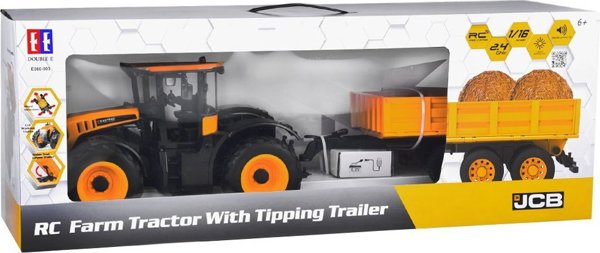 EE JCB Τρακτέρ με ρυμουλκούμενο τηλεχειριζόμενο ανατρεπόμενο Double E 1:16 RC0670