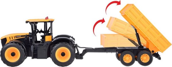 EE JCB Τρακτέρ με ρυμουλκούμενο τηλεχειριζόμενο ανατρεπόμενο Double E 1:16 RC0670
