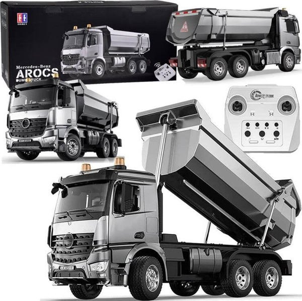 EE Mercedes Arocs ΜΕΤΑΛΙΚΟ φορτηγό ανατροπή ελεγχόμενο EE κινητή ρυμουλκούμενη 1:20 RC0667