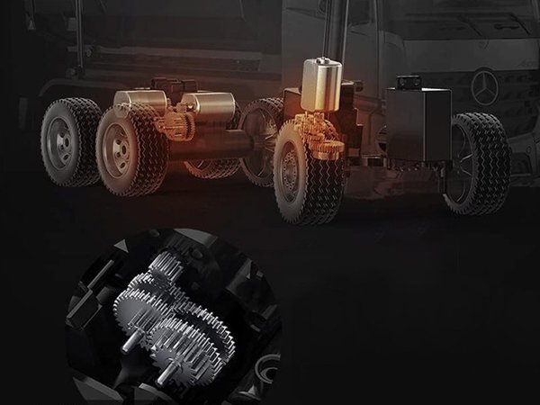 EE Mercedes Arocs ΜΕΤΑΛΙΚΟ φορτηγό ανατροπή ελεγχόμενο EE κινητή ρυμουλκούμενη 1:20 RC0667