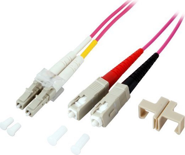 EFB EFB LWL Καλώδιο Duplex Jumper LC-SC 50/125 OM4 7,5 Μέτρα LSZH Χωρίς Αλογόνα σε χρώμα ερίκα βιολετί 2.0mm ελεγμένο με πρωτόκολλο μέτρησης