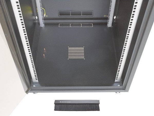EFB 19Zoll Netzwerkschrank OFFICE SERIE 18HE 600X800 RAL9005 Schwarz IP20 komplett vormontiert und zerlegbar Glasfront 45KG Traglast