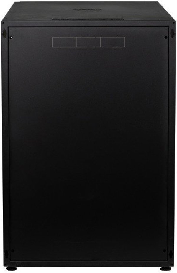 EFB 19Zoll Netzwerkschrank OFFICE SERIE 18HE 600X800 RAL9005 Schwarz IP20 komplett vormontiert und zerlegbar Glasfront 45KG Traglast